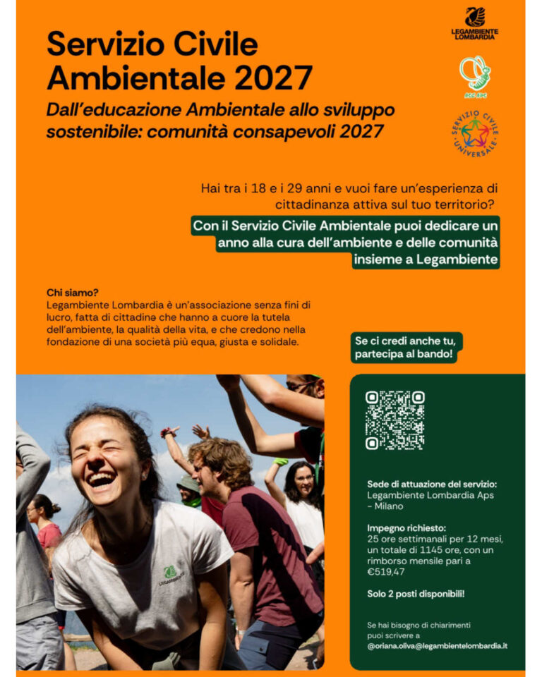 Servizio Civile Ambientale 2027 Legambiente Lombardia